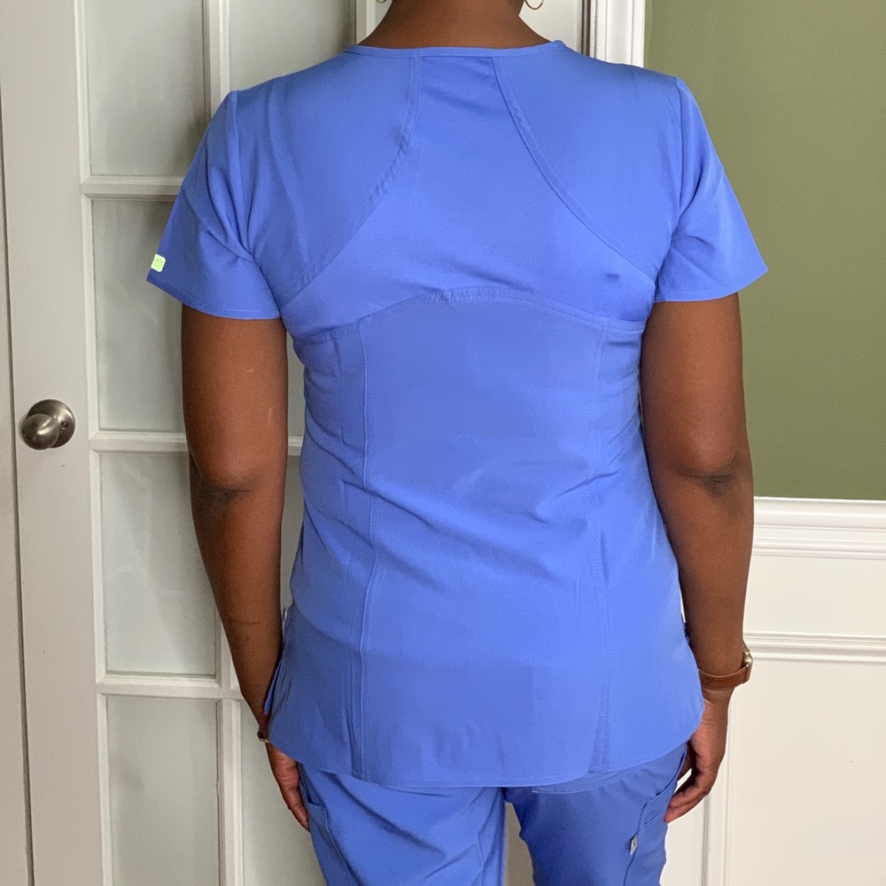 XS-XL Light Blue Med Couture Womens Scrub Top - Picture 4 of 5